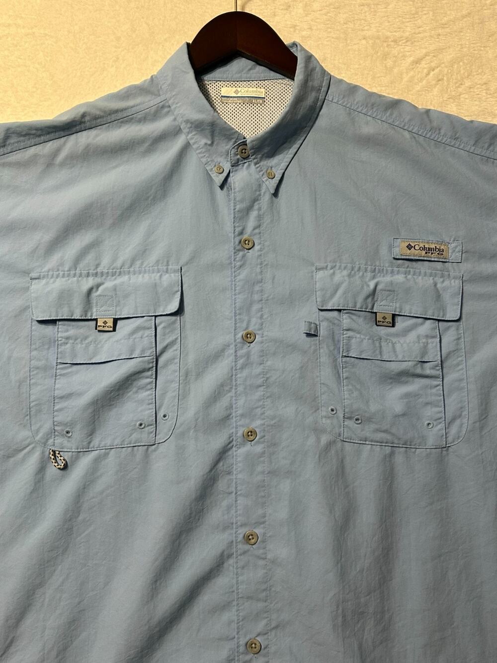 Columbia PFG Bahama II Men's XL Sky Blue Vented Long Sleeve Fishing Shirt